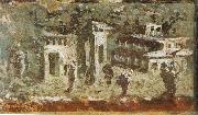unknow artist Wall painting houses at noon from Pompeii oil painting on canvas